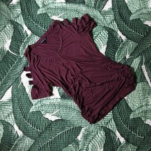 Rock & Republic Wine Colored Long Shirt